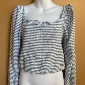 Sophie Rue Blue and White Striped Blouse Size Large